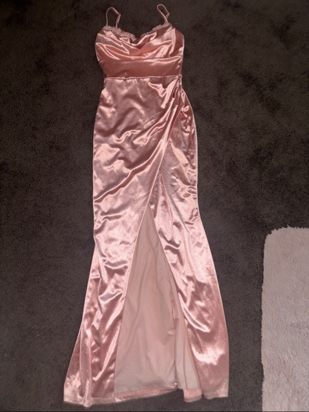 Windsor Blush Pink Satin Maxi Dress with Cowl Neck